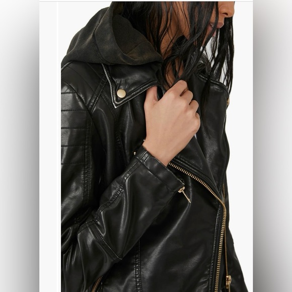 NWT Free People Harriett vegan leather hooded moto jacket - XS - Picture 3 of 3